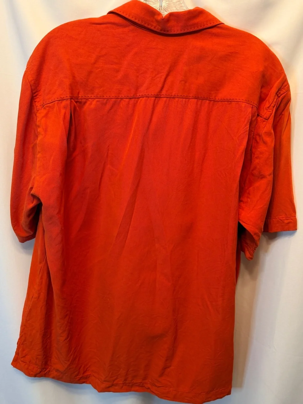 Tommy Bahama Men’s Medium 100% Silk‎ Shirt Short Sleeve Dark Orange Hawaiian